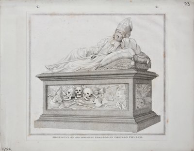Monument of Archbishop Sheldon in Croydon Church, 1794 by James Edwin Cooper